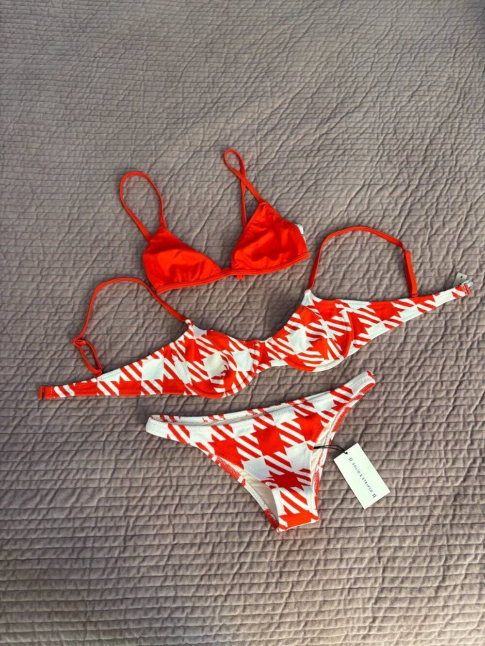 Solid & Striped Bikini Set + Extra Top Size: M NEW with Tags